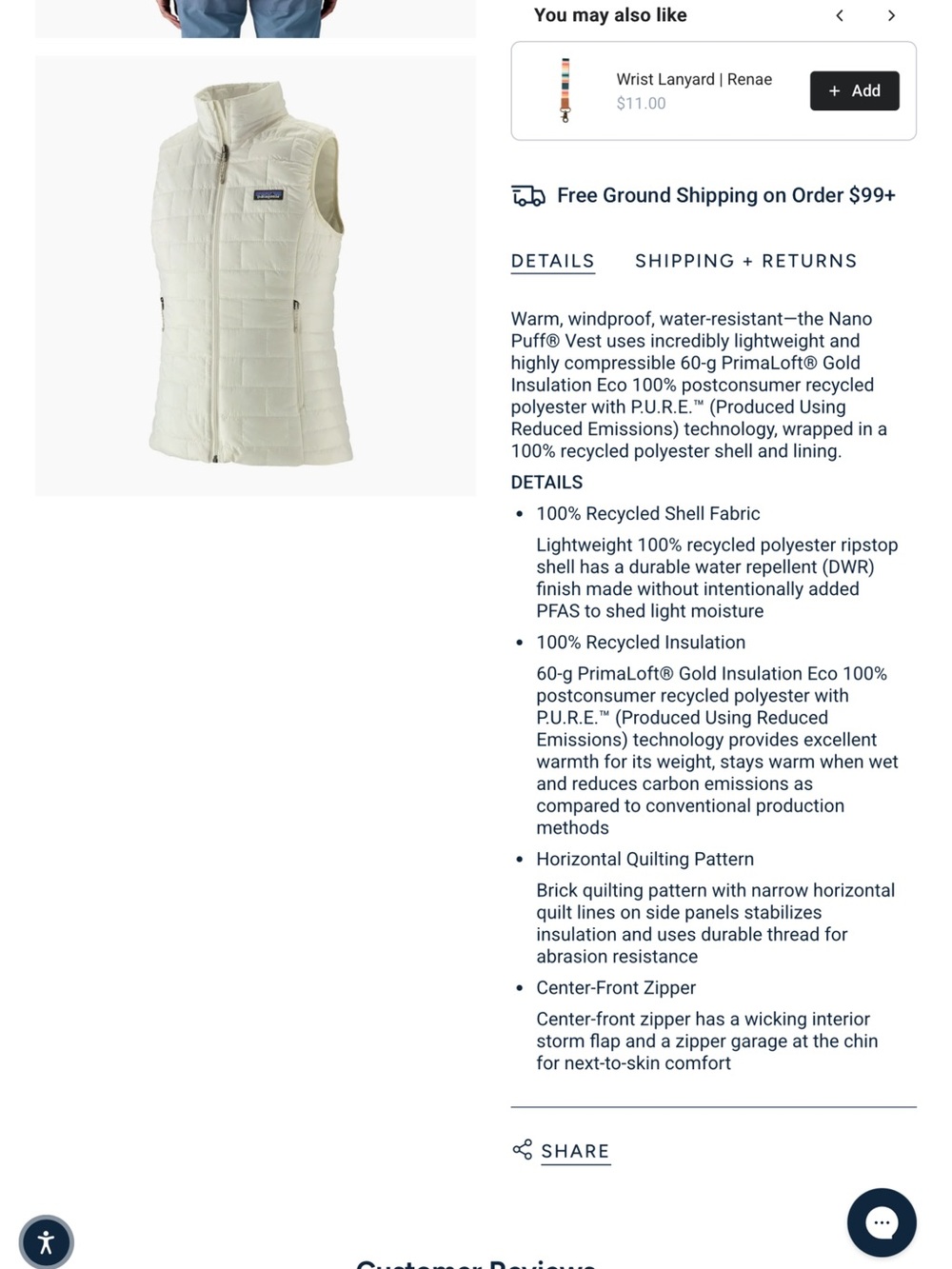 Patagonia Women's Nano Puff Lightweight Quilted Vest cream medium Gorpcore EUC - Picture 4 of 14